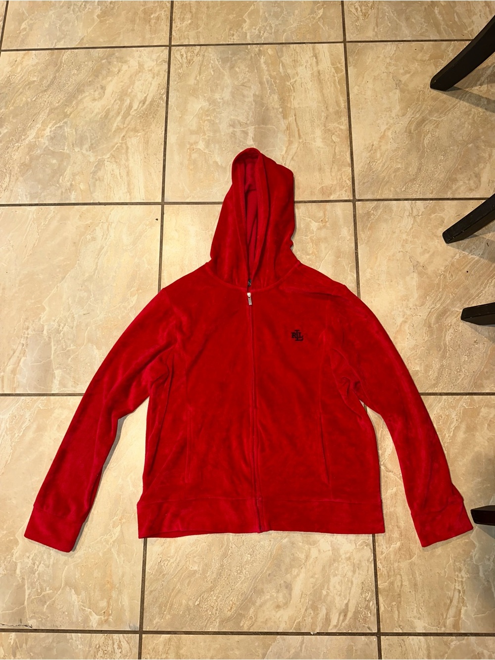 Y2K Red red Ralph Lauren velour full-zip hoodie Size M